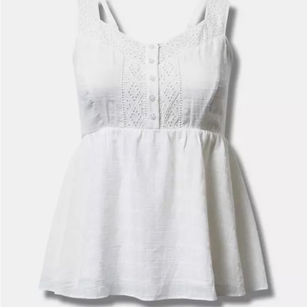 Torrid White Lace Detail Blouse Size 2